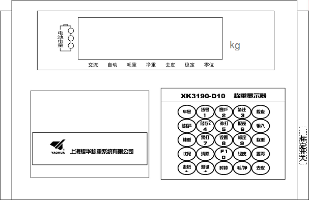 XK3190-D10仪表前功能示意图